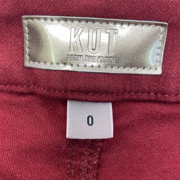 Kut from the Kloth Meg High Rise Fab Ab Wide Leg Maroon Denim Jeans Size 0 New - Picture 11 of 16